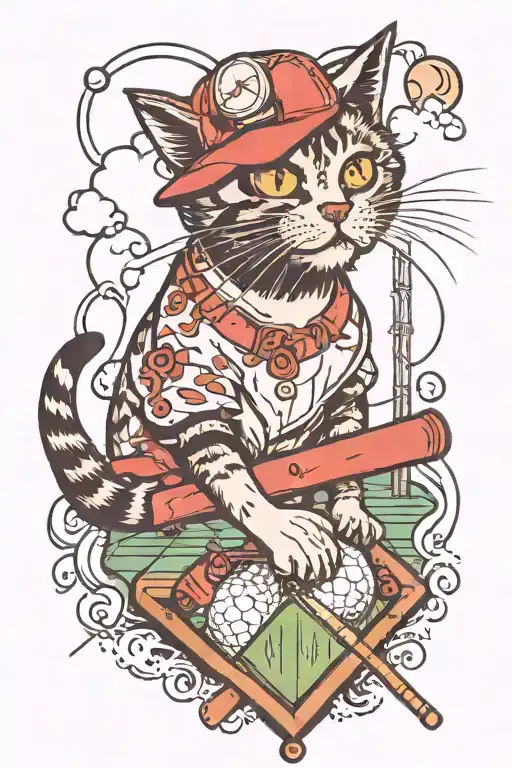 Cat And Baseball Field