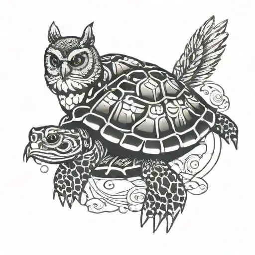 Turtle With Owl