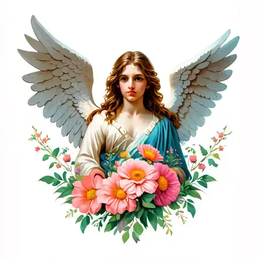 Angel Michael With Flowers And Girly