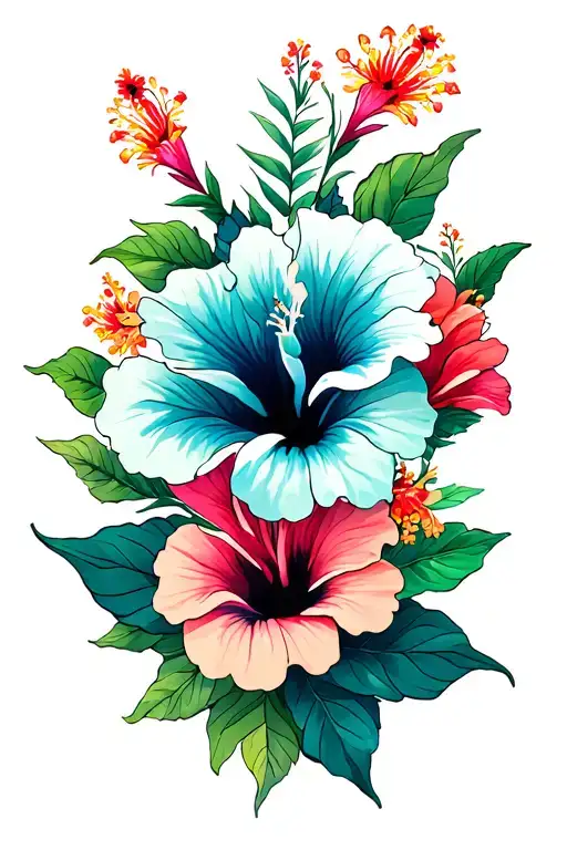 Hibiscus And Other Flowers