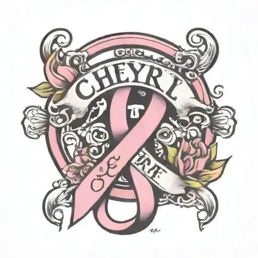 Breast Cancer Ribbon With The Name Cheryl