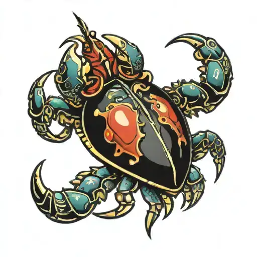 Upside Down Crab With Dagger Piercing It From Above