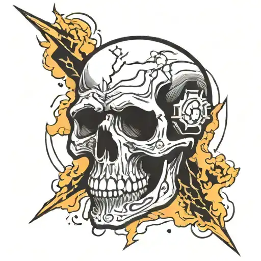 Skull And Lightning Minimalist