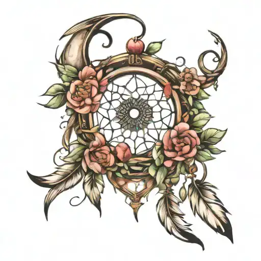 Dream Catcher Tangled With Flowers