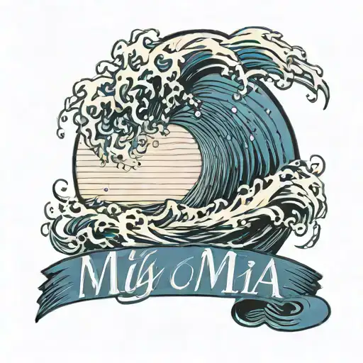 Minimalist Tattoo With Silhouette Of A Wave With The Name Mia Incorporated Into The Wave