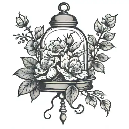 Bell Jar With Floral Outline