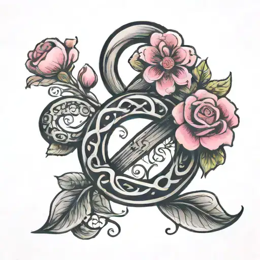Infinity Symbol With Pink Flower At Top Right