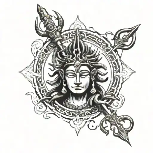 Shiva Trident With Alpha Male Symbol Incorporated