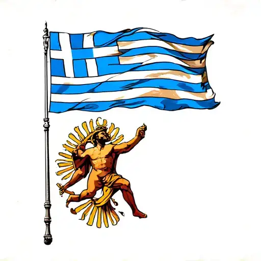 Greek Flag Waving