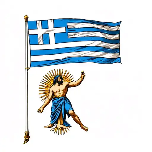 Greek Flag Waving