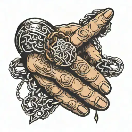 Praying Hands With A Chain Wrapped