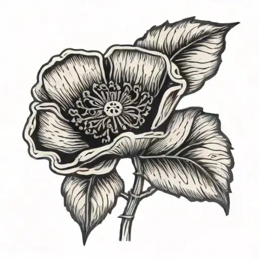 Poppy Flower With Stem Writing 228