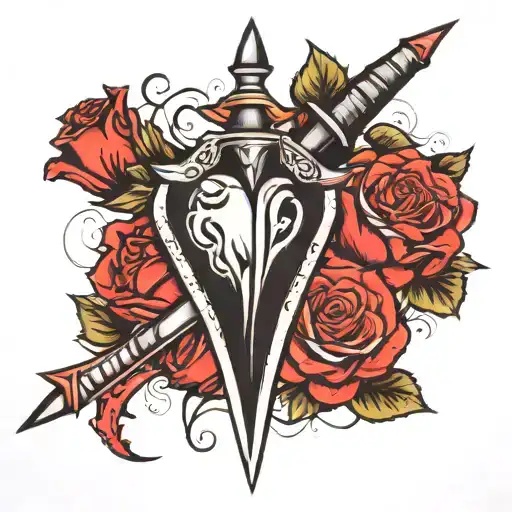 Dagger Wit Rose And Broken Heart