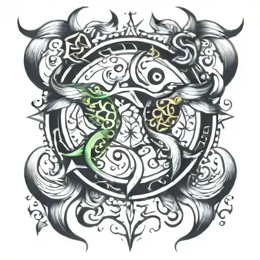 Pisces Taurus Libra Symbol Intertwined