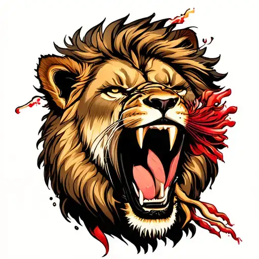 Man Being Bitten In The Head By A Lion