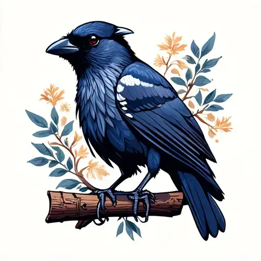 Traditional Jackdaw Bird With Eleventy Seven In Banner
