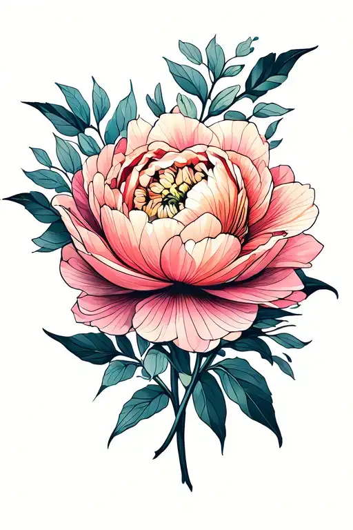 Geometric Peony Flowers