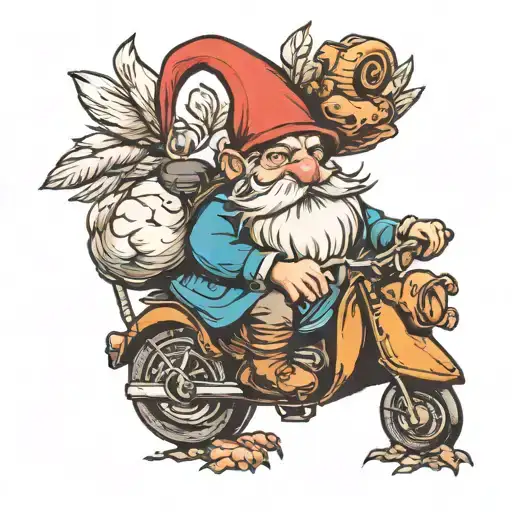 Gnome Riding A Chicken