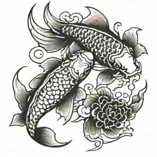 2 Koi Fish With A Scorpion