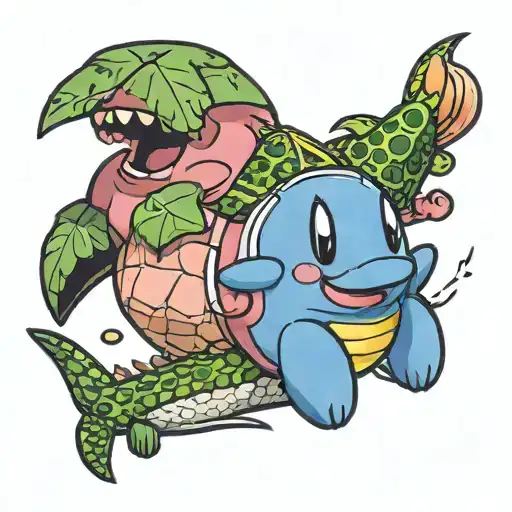 Nintendo Kirby With A Small Alligator Friend