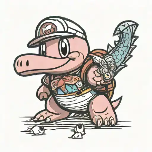 Nintendo Kirby With A Small Stuffed Alligator
