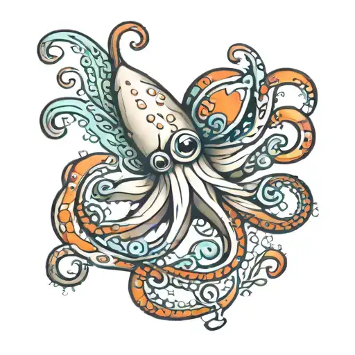 Very Colorful And Shiny Small Squid