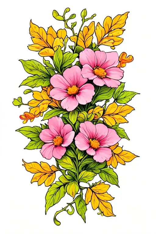 Pink And Yellow Dsisy Vine