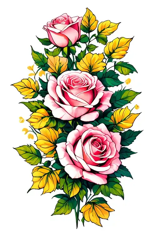 Pink And Yellow Roses