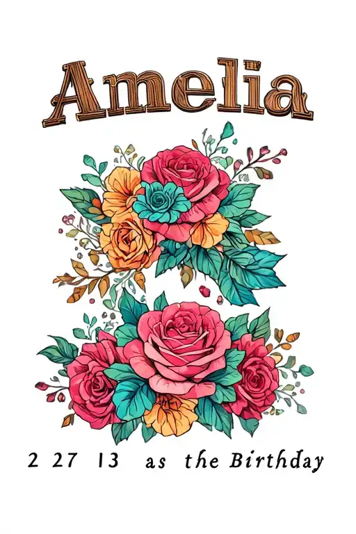 Letter Blocks Spelling Amelia With The Birthday As Well Of 2 27 13