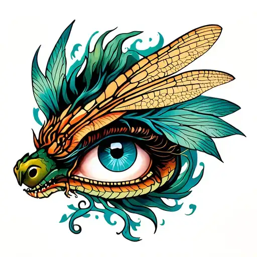 Dragon Fly With A Seductive Woman's Eye As A Body Of The Dragon Fly