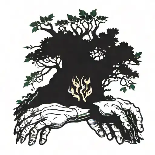 Creation Of Adam Hands With A Poison Tree Trunk Starting At The Fingertips