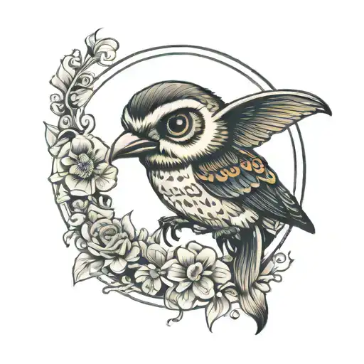 Dolphin Owl Bee In Circle