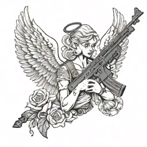 Angel And Ak 47 Rifle