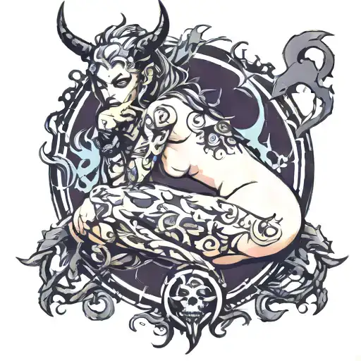 Sexy Nude Demon Girl Looking