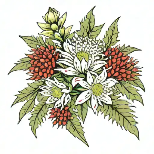 Bottle Brush Gum Leaves Flannel Flower Blooming