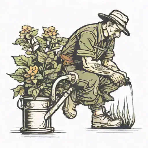 Gardener Watering A Plant