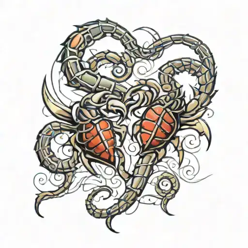 Two Scorpions Making A Heart With Their Tails Twist Together