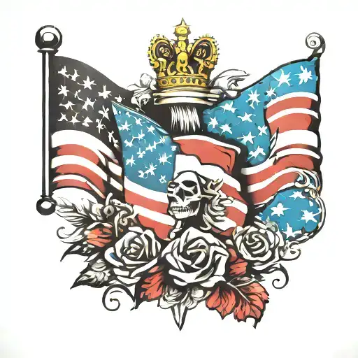 American And Polish Flag