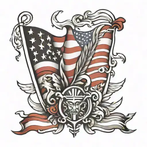 American And Polish Flag