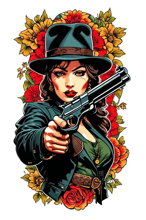 Gangster Pin Up Holding Gun