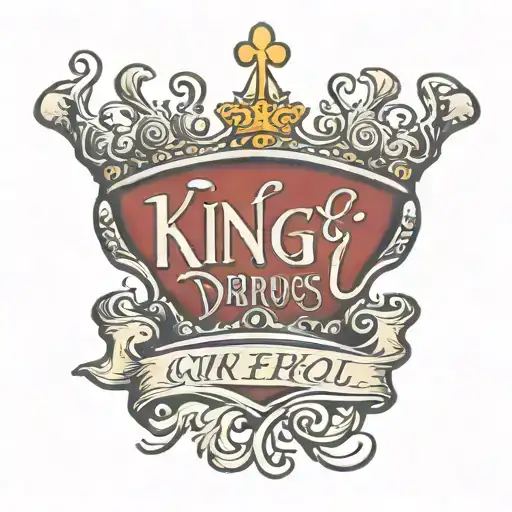 The Words Kingdareious In Cursive With The Outline Of A Small King Crown Above It