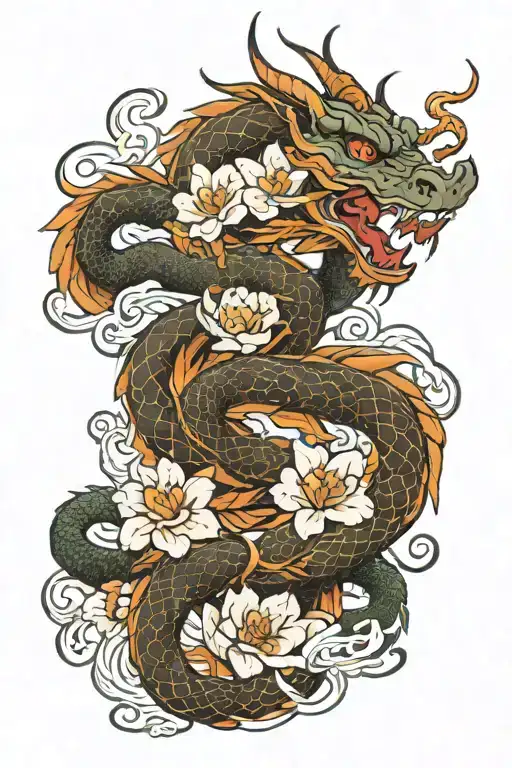 Dragon And Flower Japanese