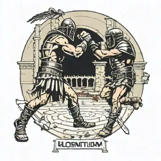 Romen Gladiator Fighting In The Colosseum With Momentum Mori Wrote Across