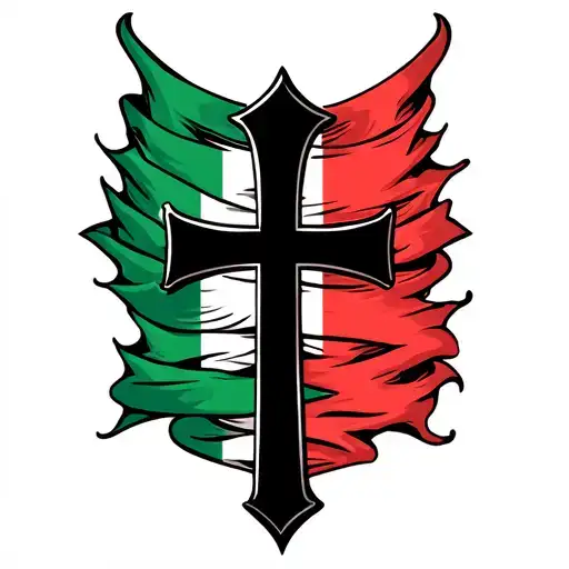 Catholic Cross Wrapped In Italian Flag