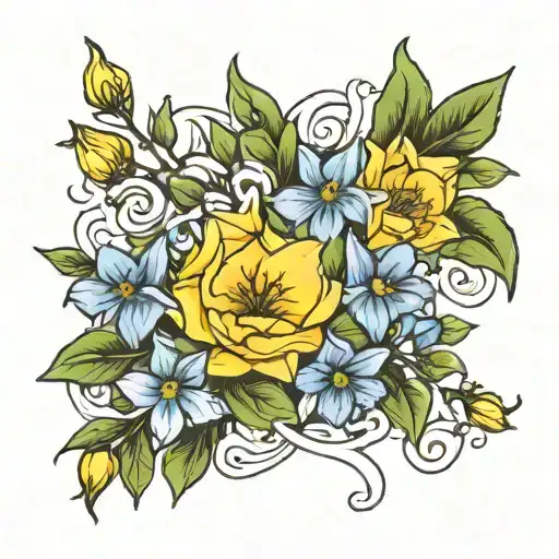 Dad Fingerprint Narcissus Sweet Pea Forget Me Not