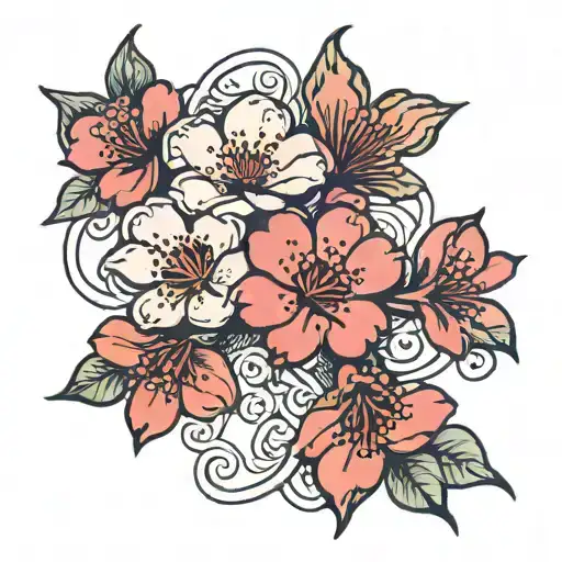 Cherry Blossom With Names Intertwined
