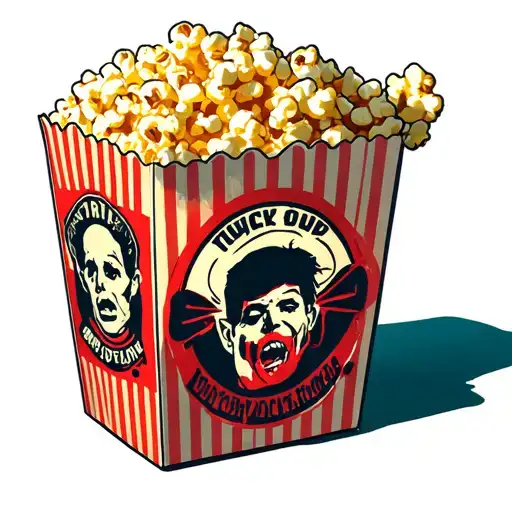 A Popcorn Box With A Provocative Film Scene Inside