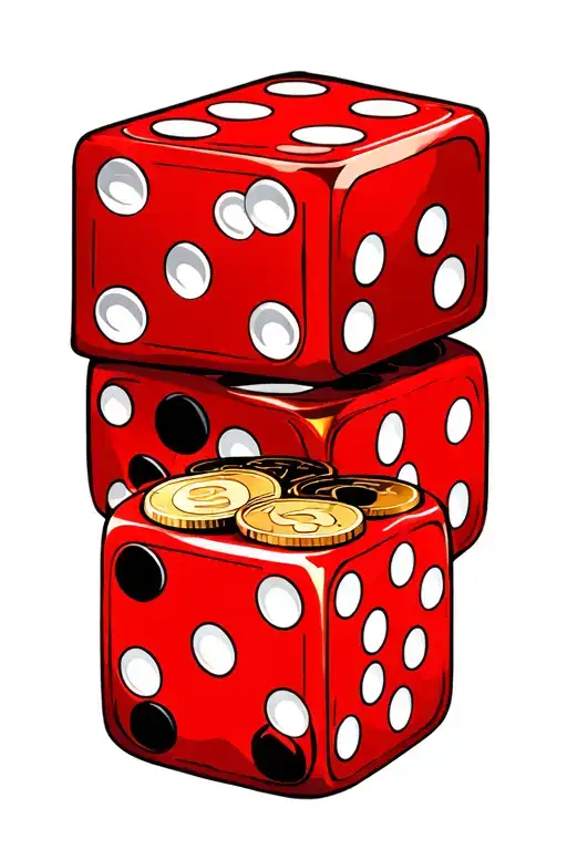 Coin Toss And Dice Symbolizing The Gamble