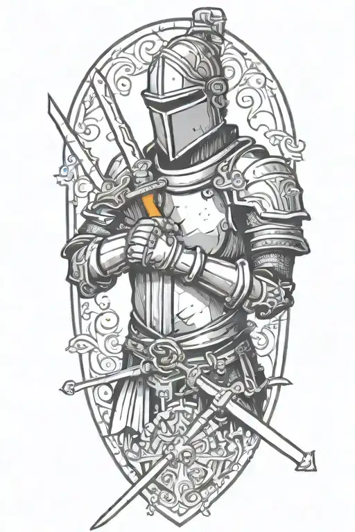 A Knight With A Sword In His Hand Holding