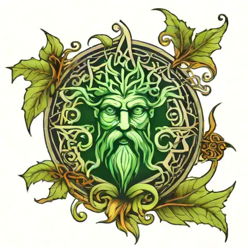Green Man Pagan Symbols Intertwined